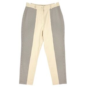Nasty Gal Women's Beige Houndstooth Pants Size 10 High Rise Stretch Tapered Leg